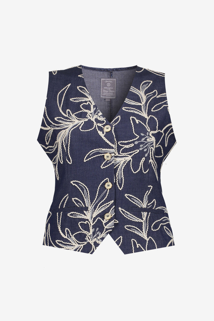 Geisha Weste mit gesticktem Blumenmuster