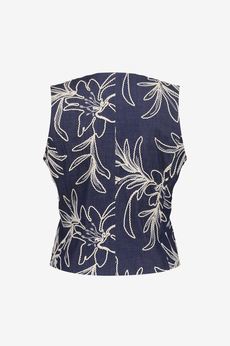 Geisha Weste mit gesticktem Blumenmuster