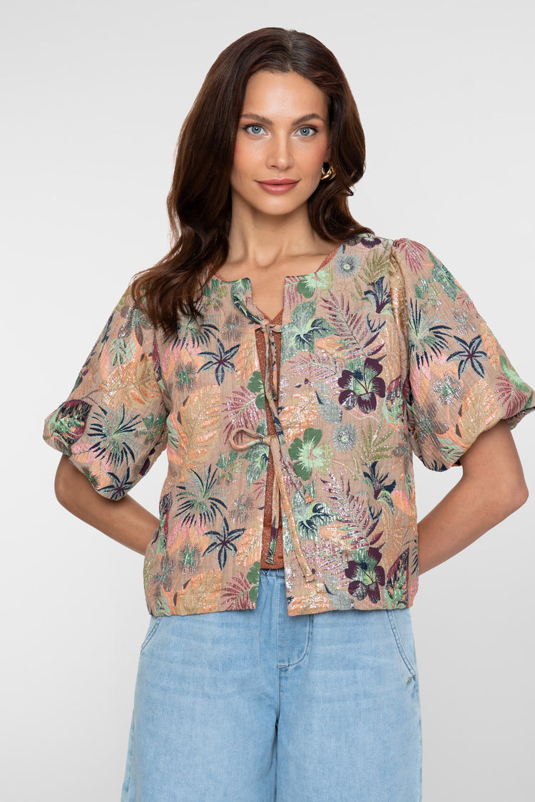 Geisha Bluse mit Schleifen und Lurex