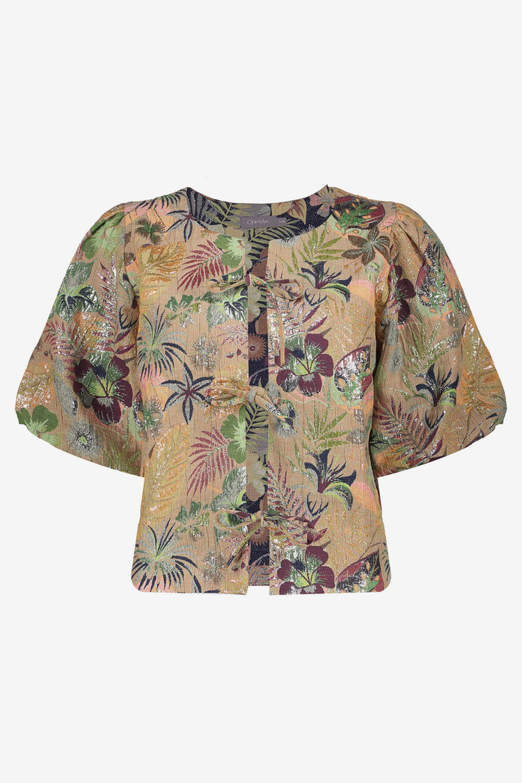 Geisha Bluse mit Schleifen und Lurex