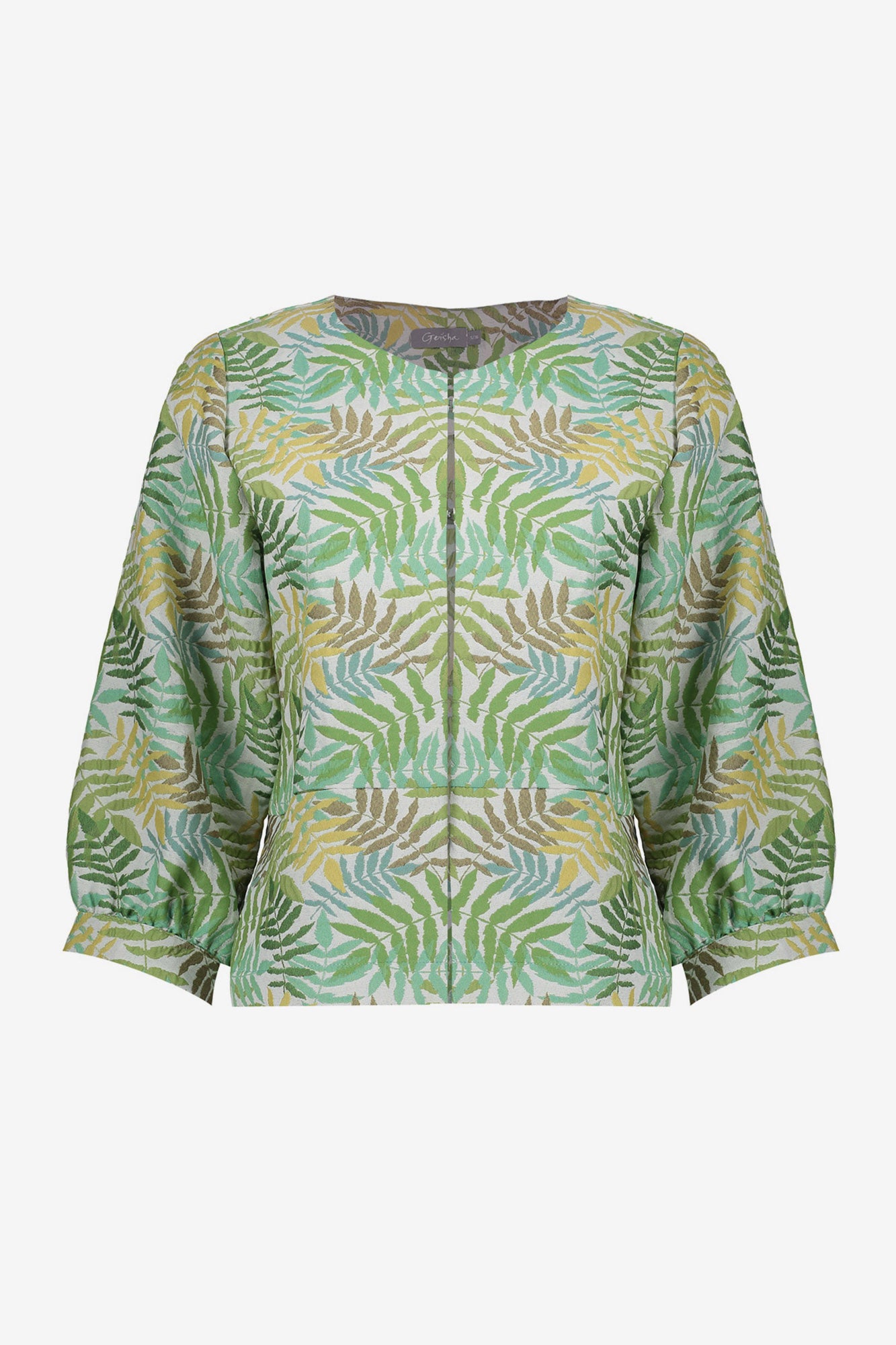 Geisha Bomberjacke mit Palmenblätter-Print und moderner Ausstrahlung