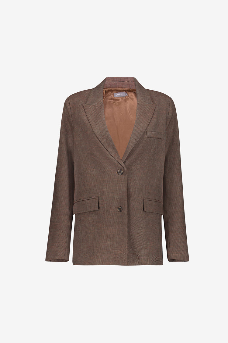 Geisha Blazer mit dezentem Karomuster und Schlitzdetail