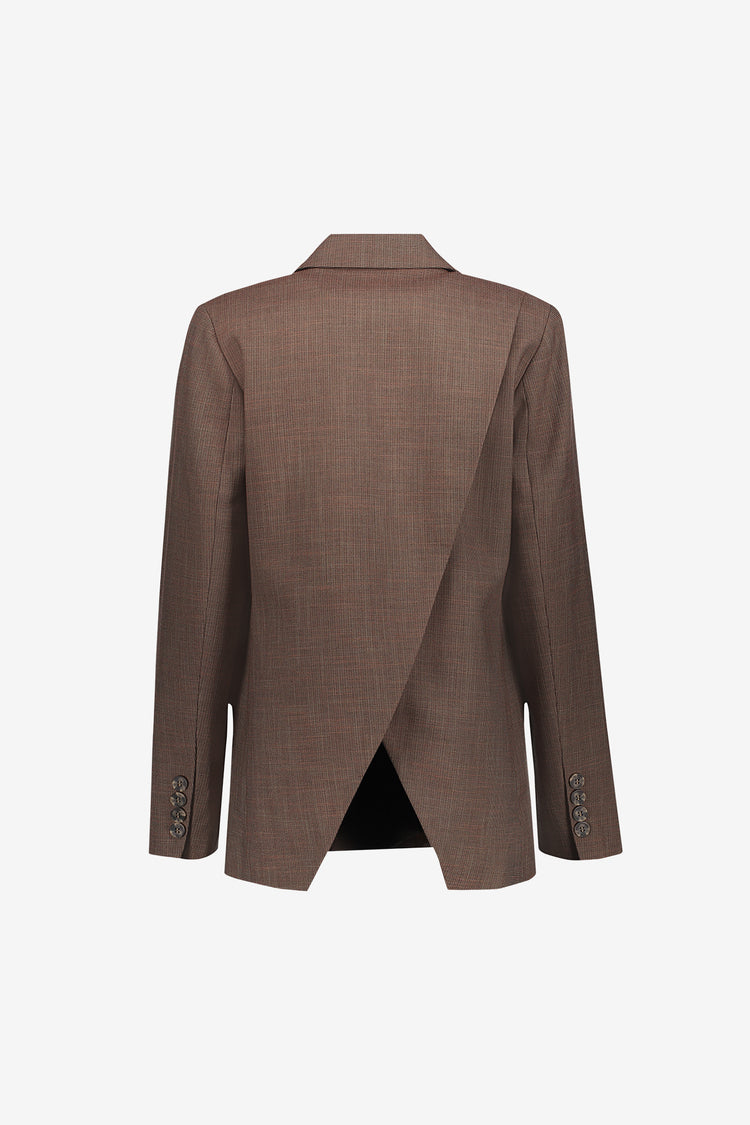 Geisha Blazer mit dezentem Karomuster und Schlitzdetail