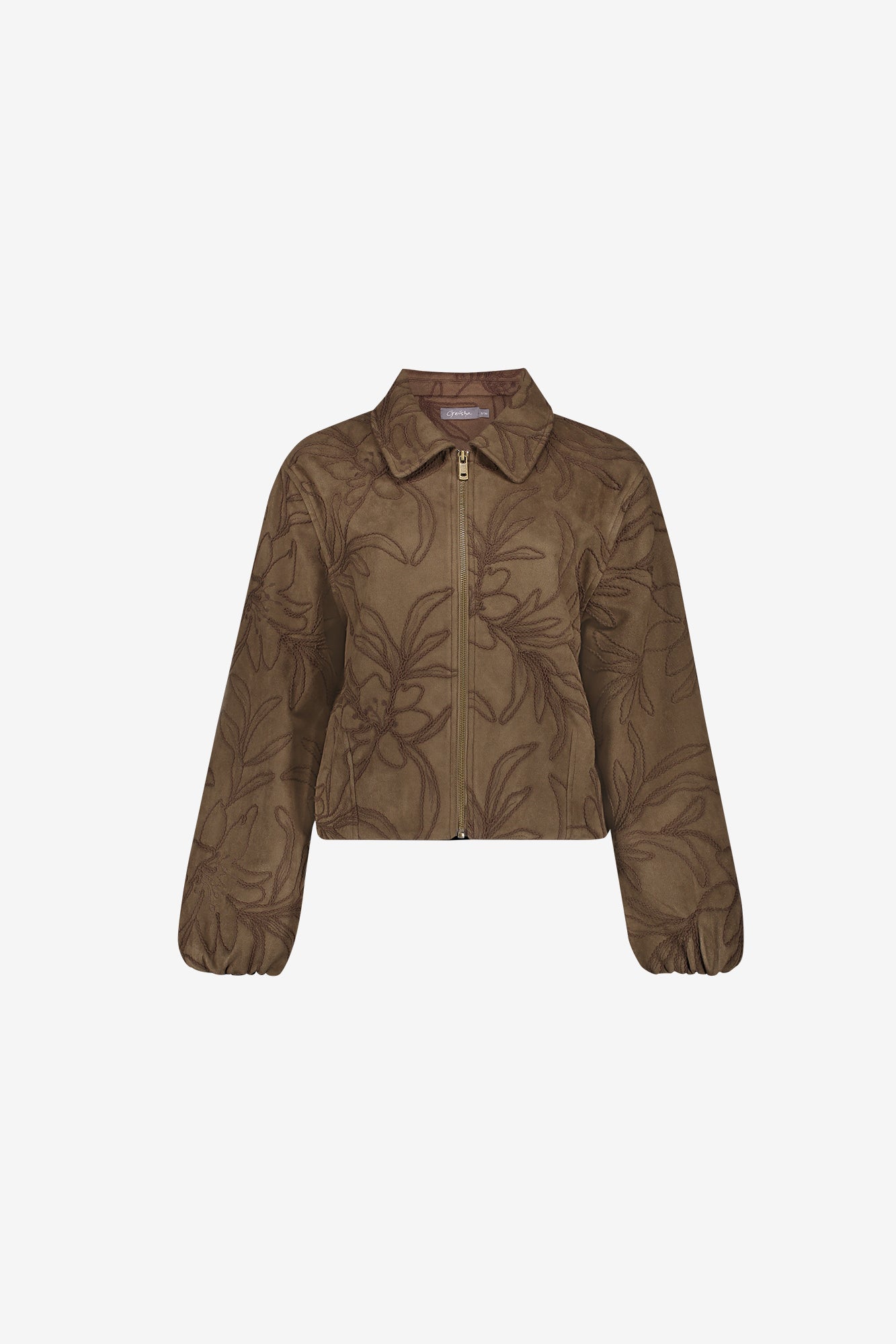 Geisha Jacke in Veloursleder-Optik mit Blumenmuster