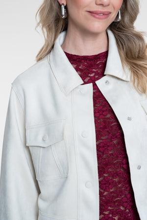 Geisha kurze Jacke in Veloursleder-Optik mit Druckknopfverschluss