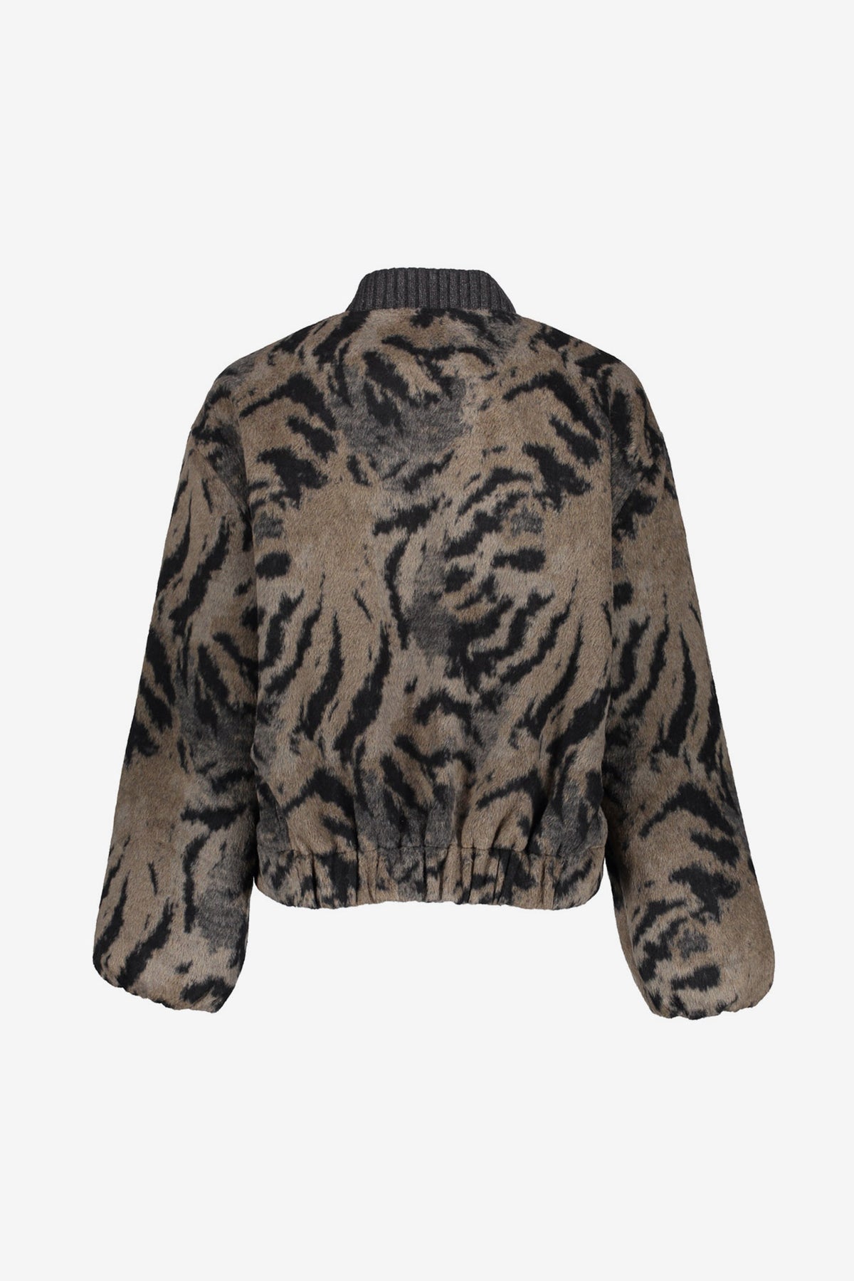 Geisha Damen Bomberjacke mit Animalprint und Strickkragen