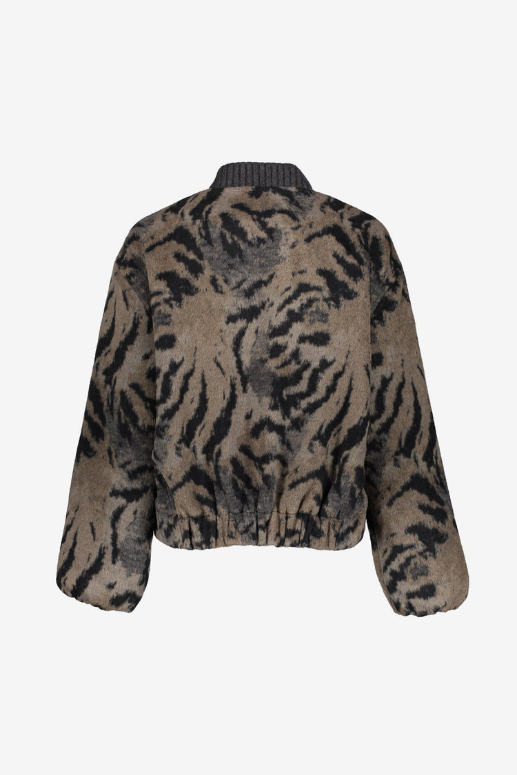 Geisha Damen Bomberjacke mit Animalprint und Strickkragen