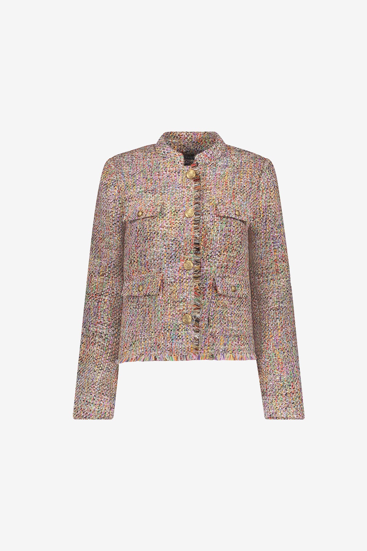 Geisha Boucléjacke in Multicolor mit Zierknöpfen