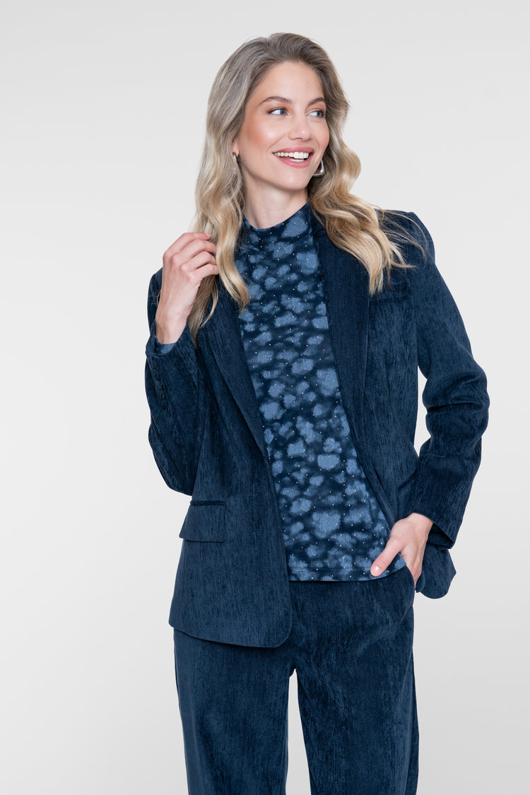 Geisha Blazer mit samtiger Struktur und Reverskragen