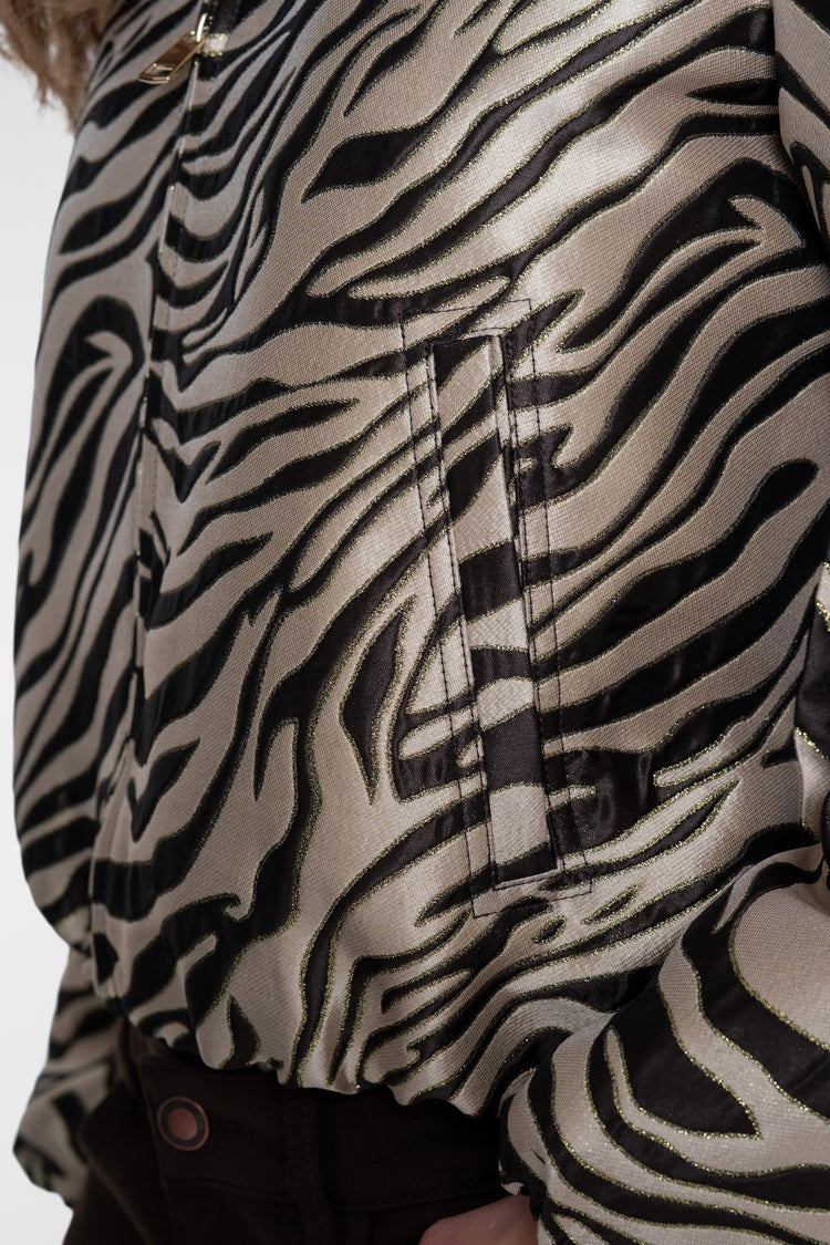 Geisha Jacke mit Jacquard-Zebramuster und glänzenden Lurexdetails