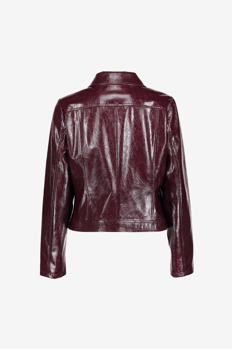 Geisha Damen Jacke in Lederoptik in Bordeaux mit Druckknöpfen