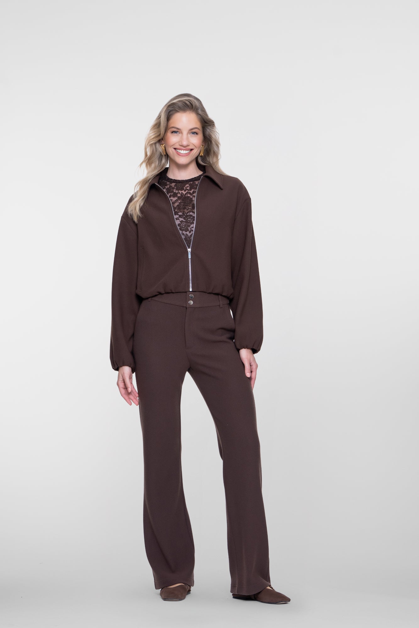 Geisha Damen bequeme Bomberjacke mit Honeycomb-Struktur