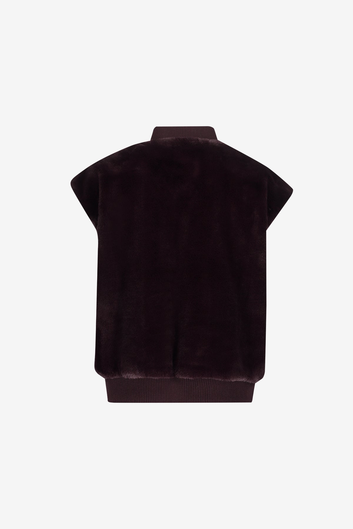 Geisha faux fur gilet met ribboorden