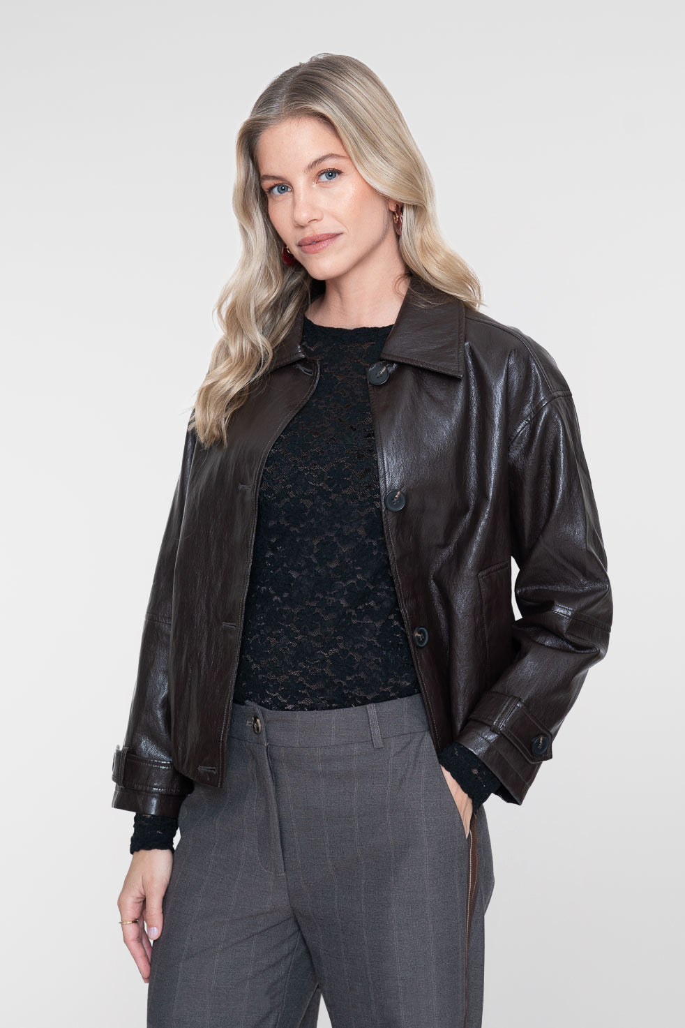 Geisha kurze PU-Jacke mit markanten Details und Balloon-Fit