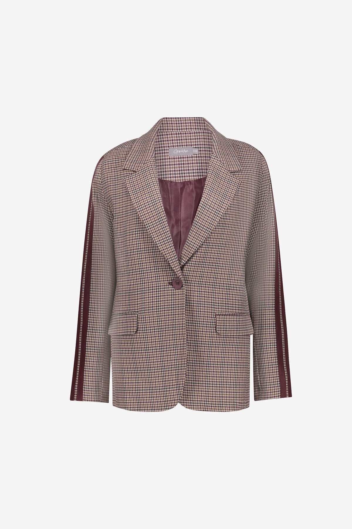 Geisha blazer met ruitdessin en sportieve strepen