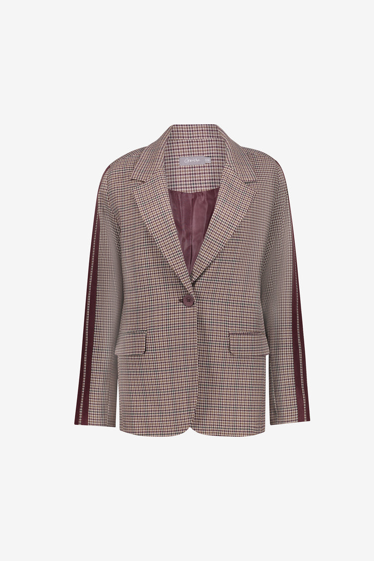 Geisha blazer met ruitdessin en sportieve strepen