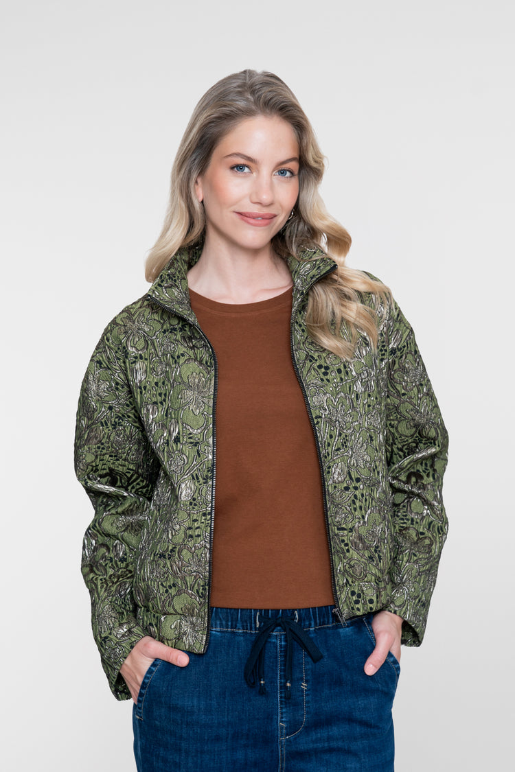Geisha Jacquardjacke mit botanischem Print und Metallic-Details