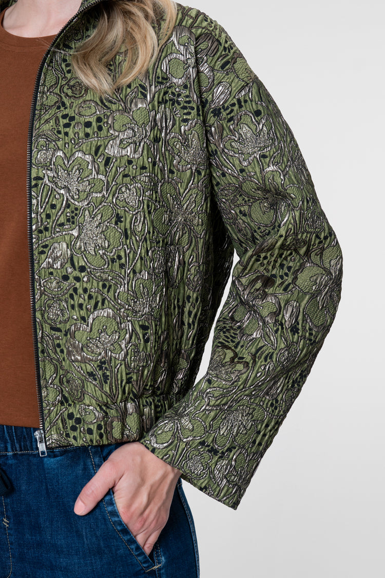 Geisha Jacquardjacke mit botanischem Print und Metallic-Details