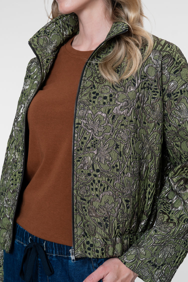 Geisha Jacquardjacke mit botanischem Print und Metallic-Details