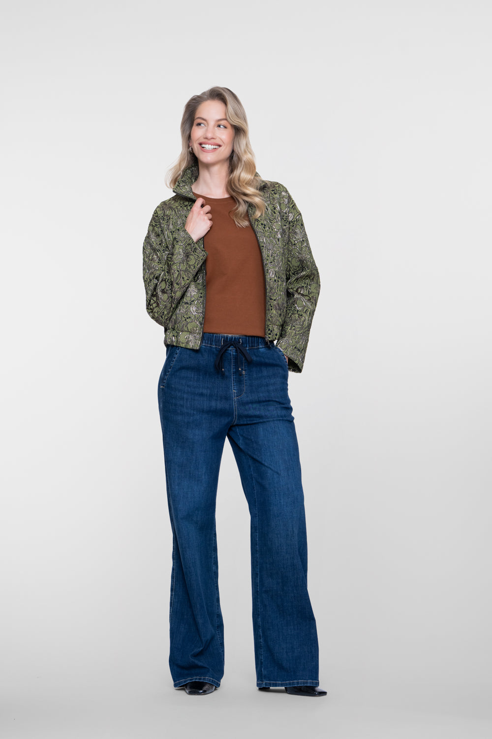 Geisha Jacquardjacke mit botanischem Print und Metallic-Details