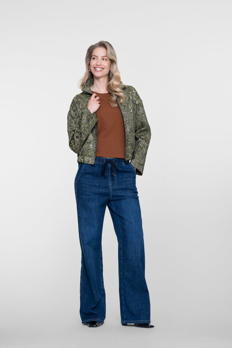 Geisha Jacquardjacke mit botanischem Print und Metallic-Details