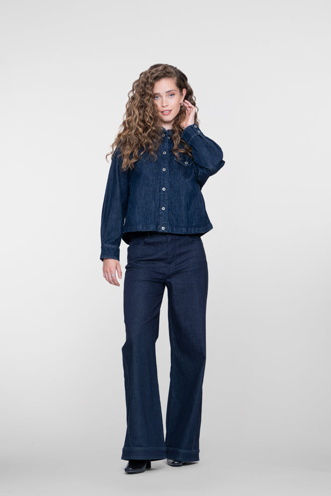 Geisha Damen Moderne Jeansjacke mit kurzer, gerader Passform