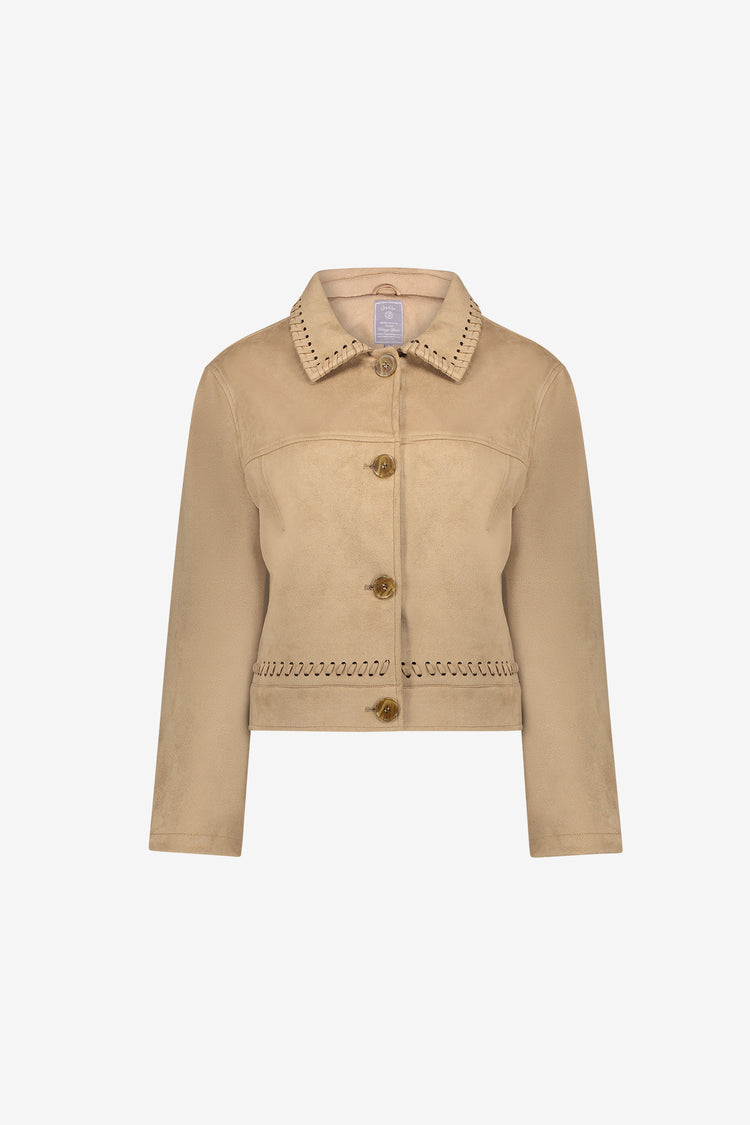 Geisha Damen Jacke in Velourslederoptik mit Flechtdetails