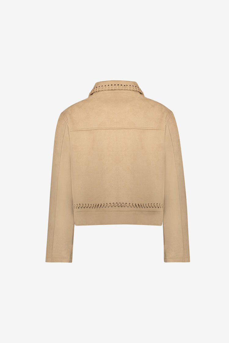 Geisha Damen Jacke in Velourslederoptik mit Flechtdetails