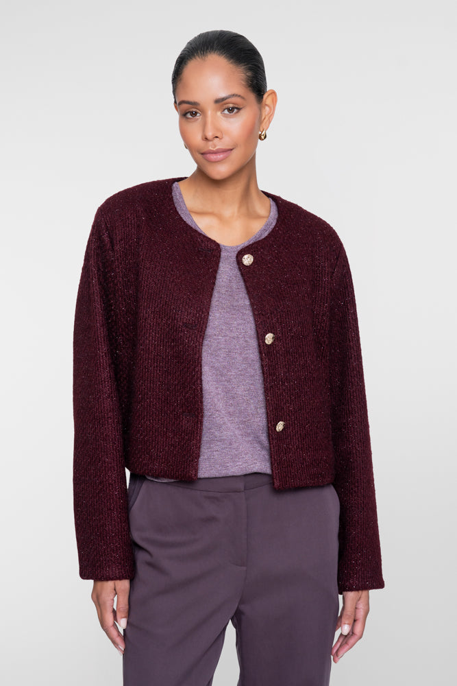 Geisha Damen Bouclé-Jacke mit Glitzer und goldfarbenen Knöpfen