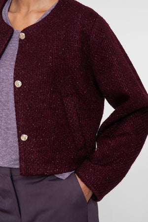 Geisha Damen Bouclé-Jacke mit Glitzer und goldfarbenen Knöpfen