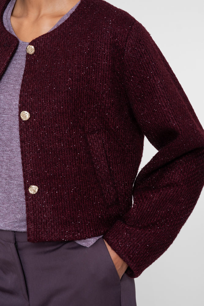Geisha Damen Bouclé-Jacke mit Glitzer und goldfarbenen Knöpfen