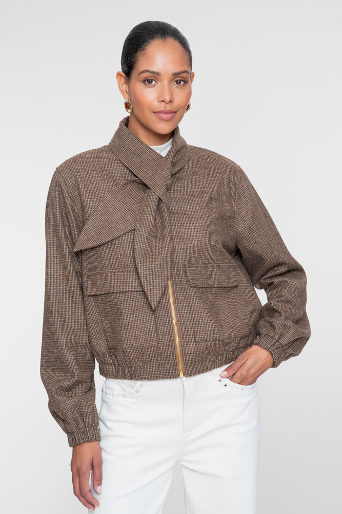 Geisha Damenjacke mit Karomuster und Schaldetail – Shop de look