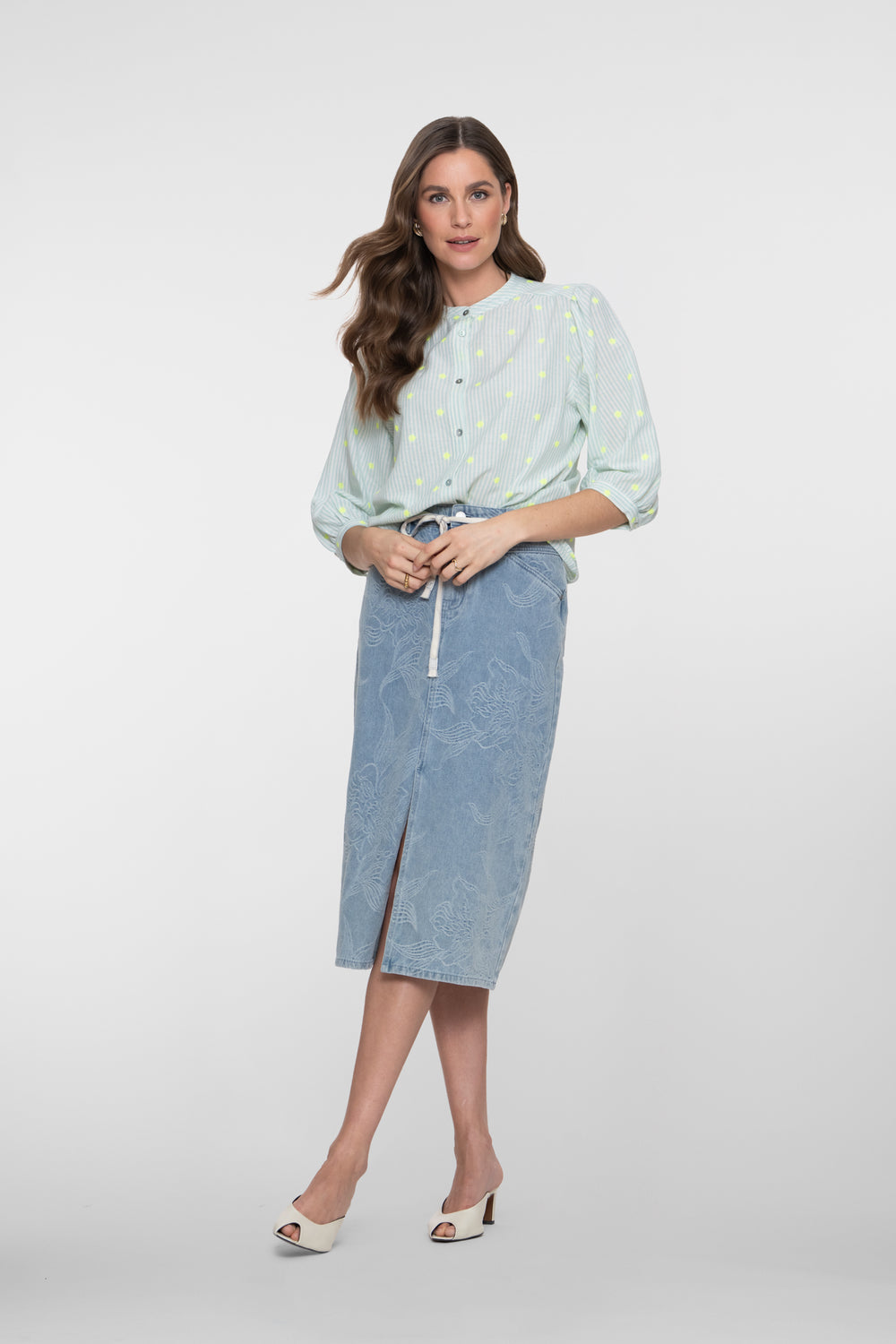 Geisha Midirock mit Jacquard und Blumenmuster