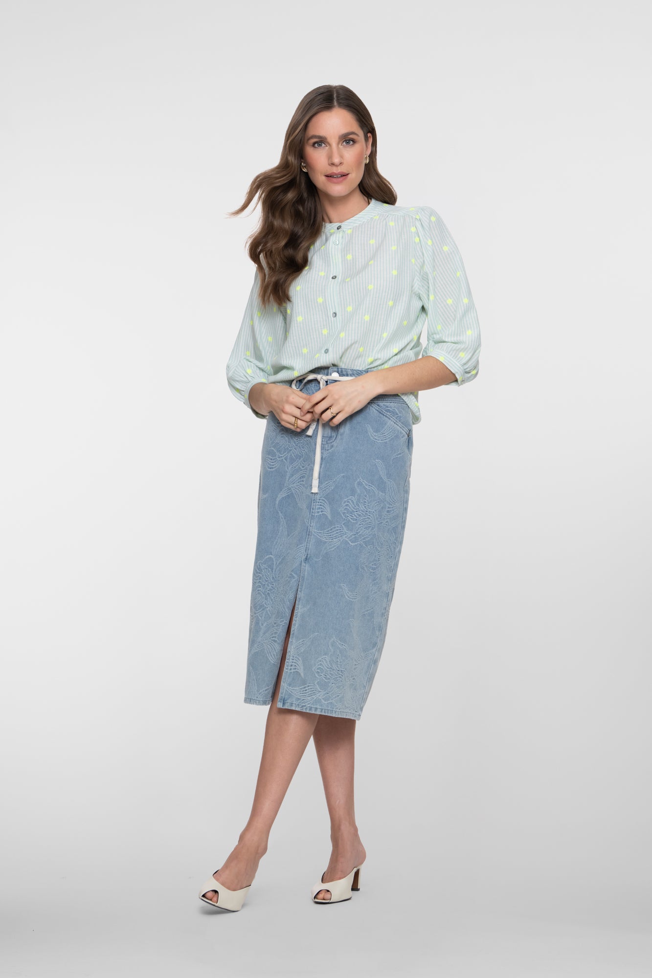 Geisha Midirock mit Jacquard und Blumenmuster