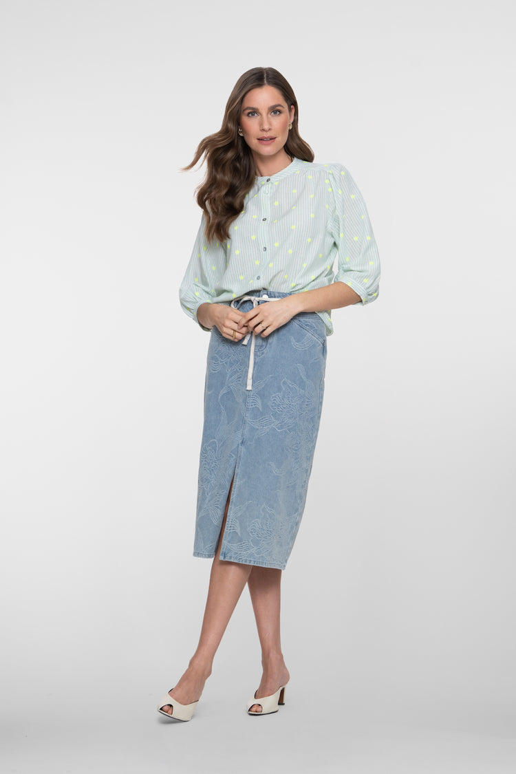 Geisha Midirock mit Jacquard und Blumenmuster