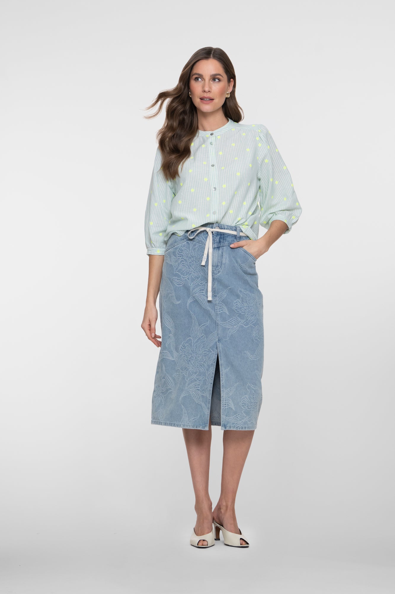 Geisha Midirock mit Jacquard und Blumenmuster