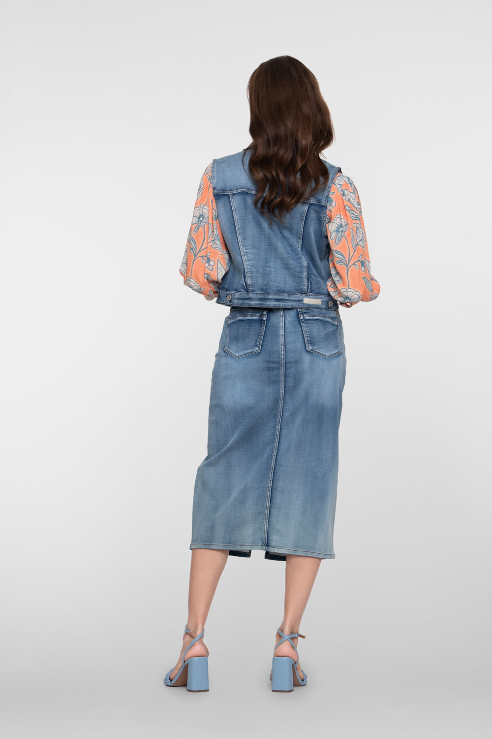 Geisha Denim Midirock mit Schlitz