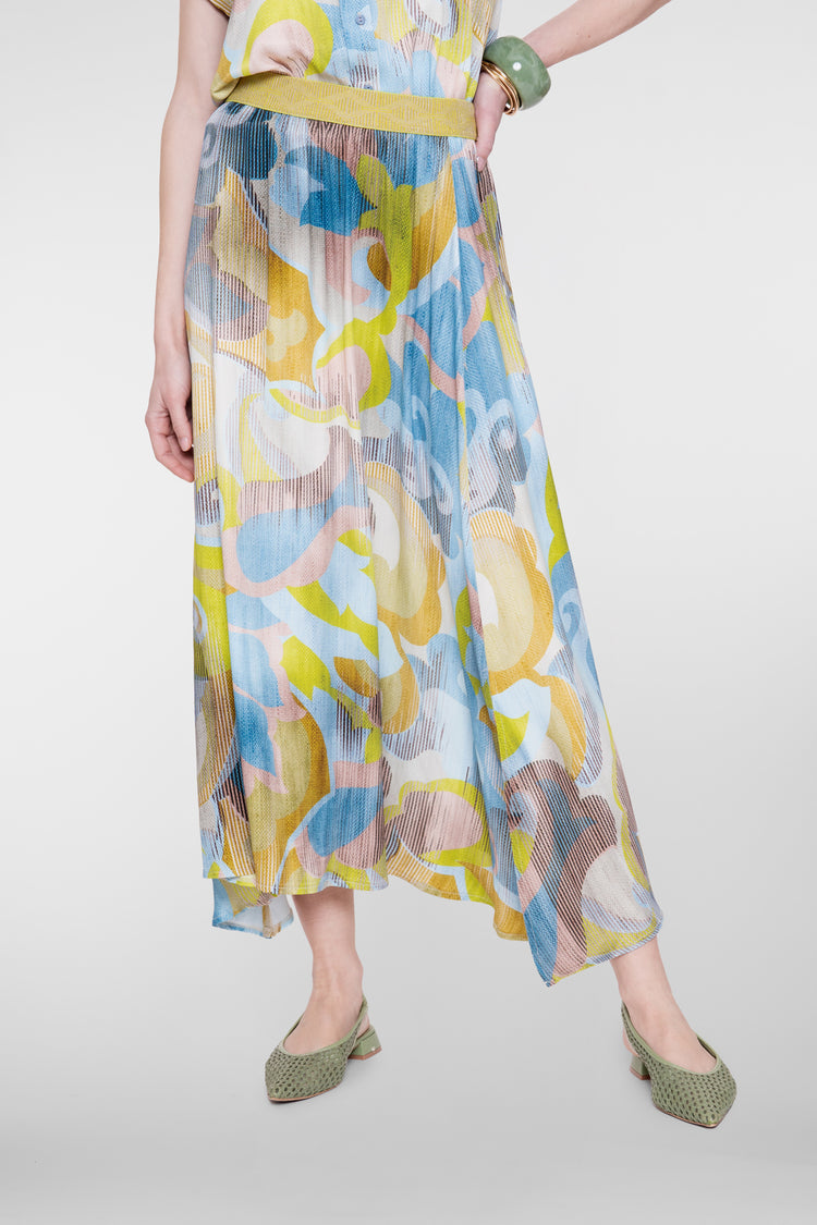 Geisha Maxirock mit Druck und Gummizug in der Taille