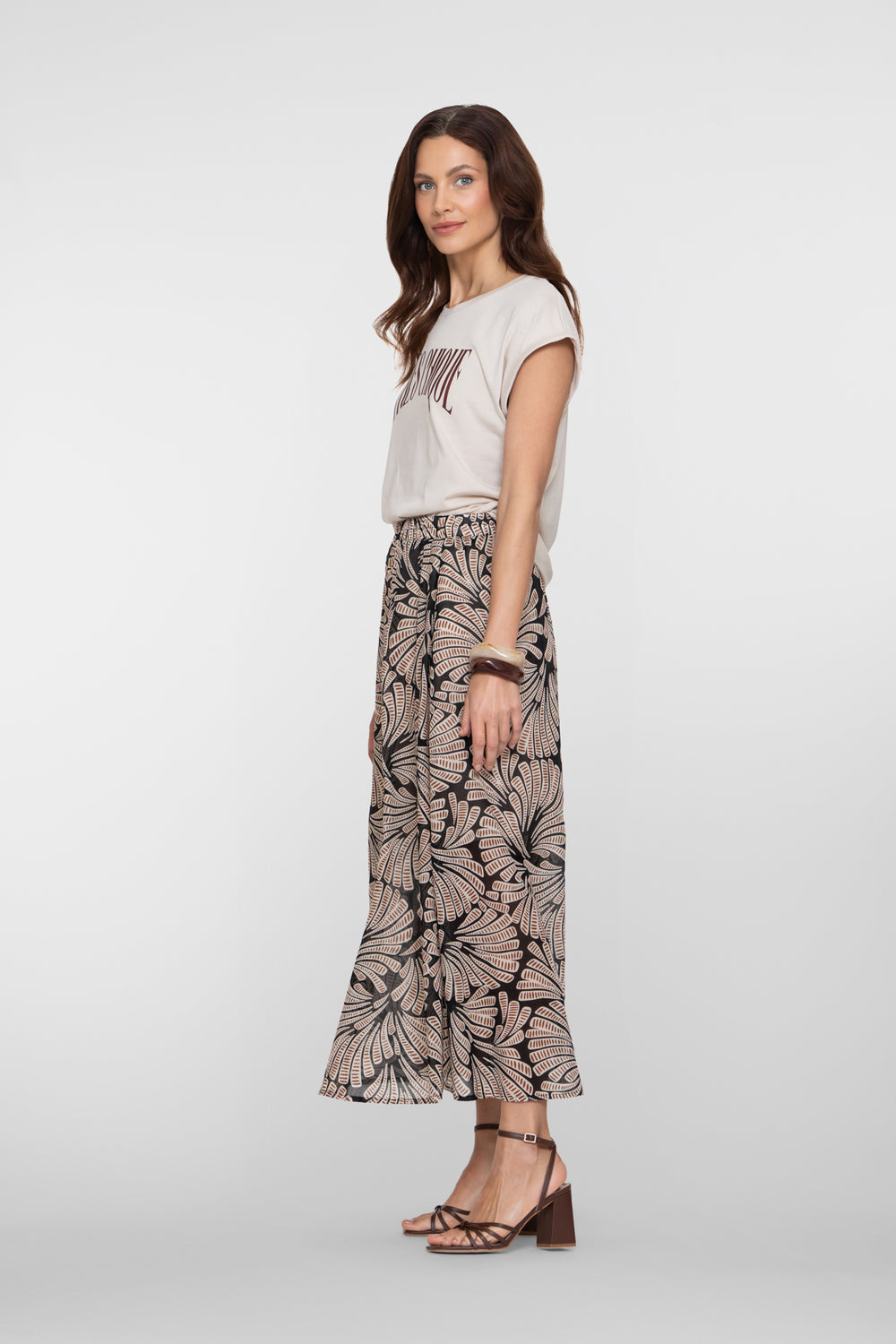 Geisha Maxirock mit elastischem Bund und grafischem Print