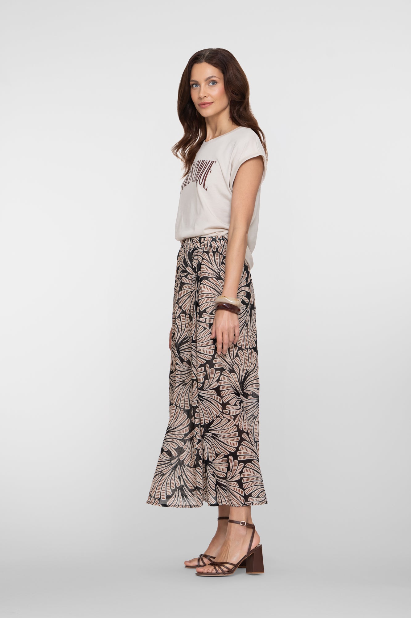Geisha Maxirock mit elastischem Bund und grafischem Print