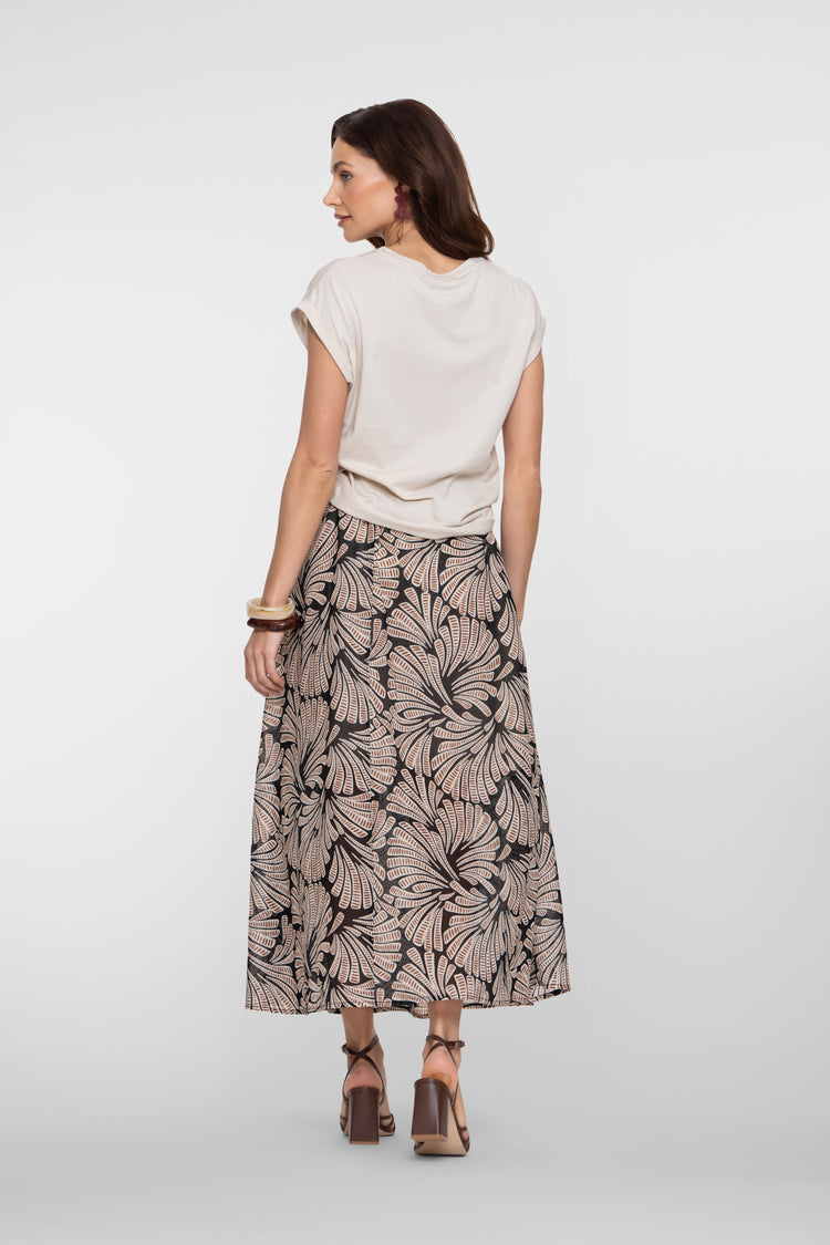 Geisha Maxirock mit elastischem Bund und grafischem Print