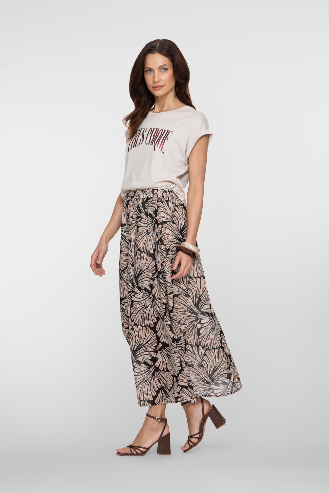 Geisha Maxirock mit elastischem Bund und grafischem Print
