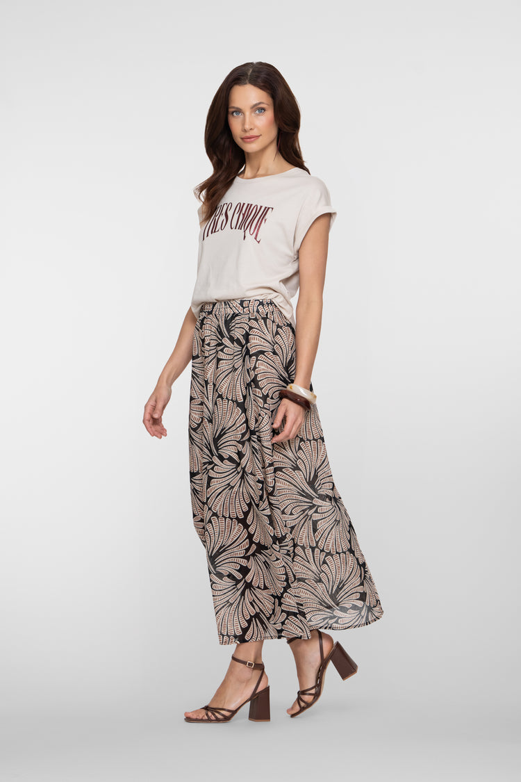 Geisha Maxirock mit elastischem Bund und grafischem Print