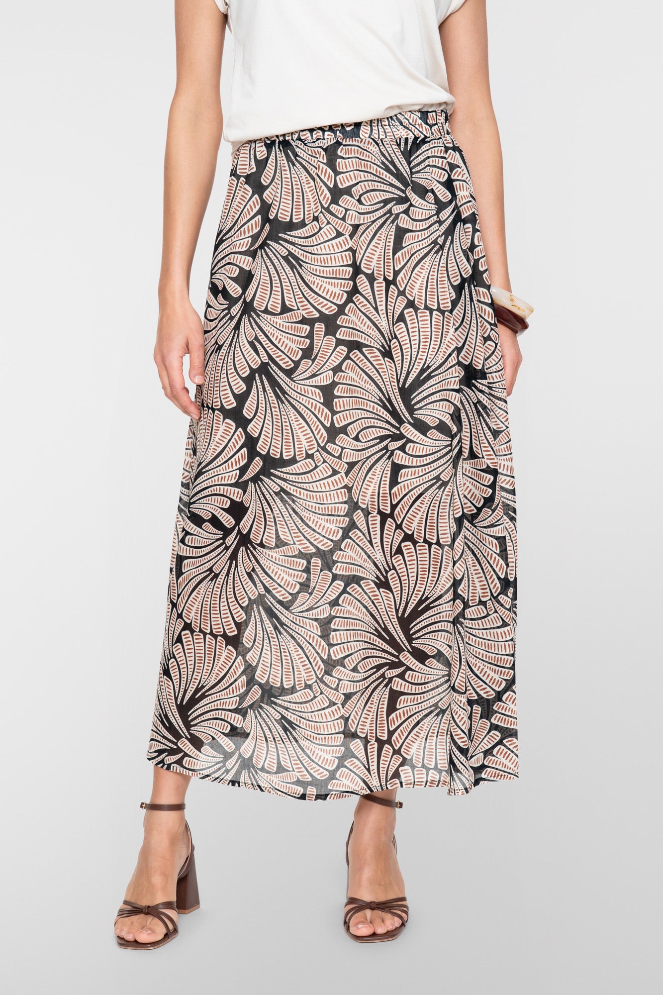 Geisha Maxirock mit elastischem Bund und grafischem Print