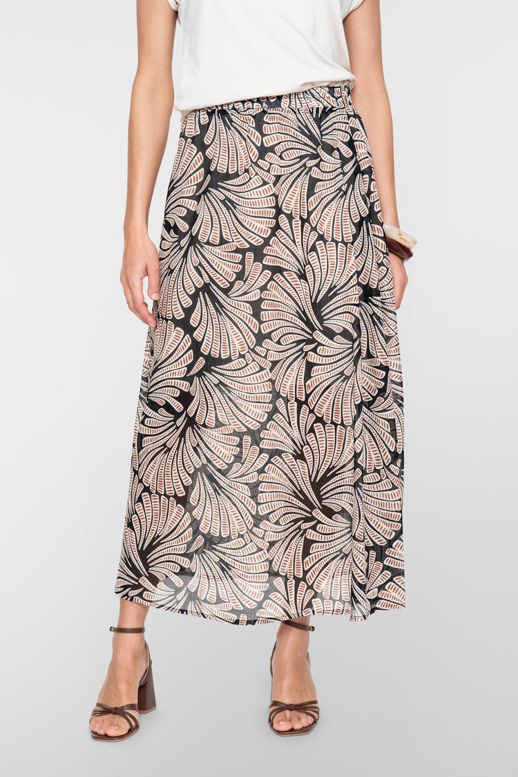 Geisha Maxirock mit elastischem Bund und grafischem Print