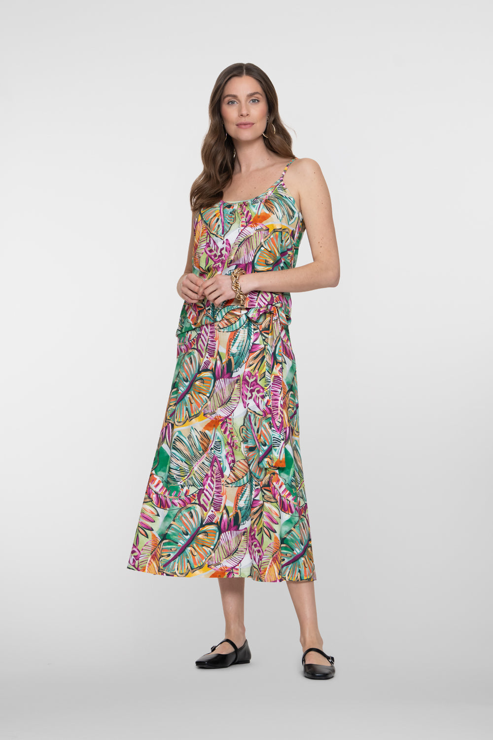 Geisha Rock mit Blätterprint und Bindedetail