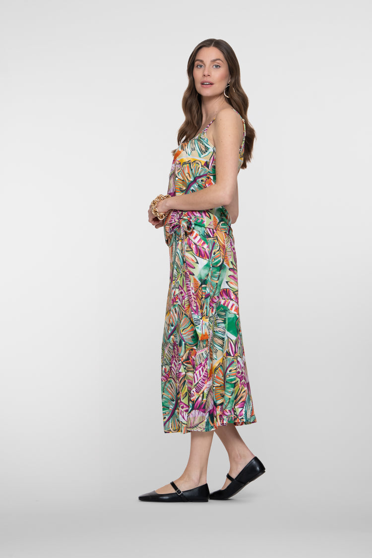 Geisha Rock mit Blätterprint und Bindedetail