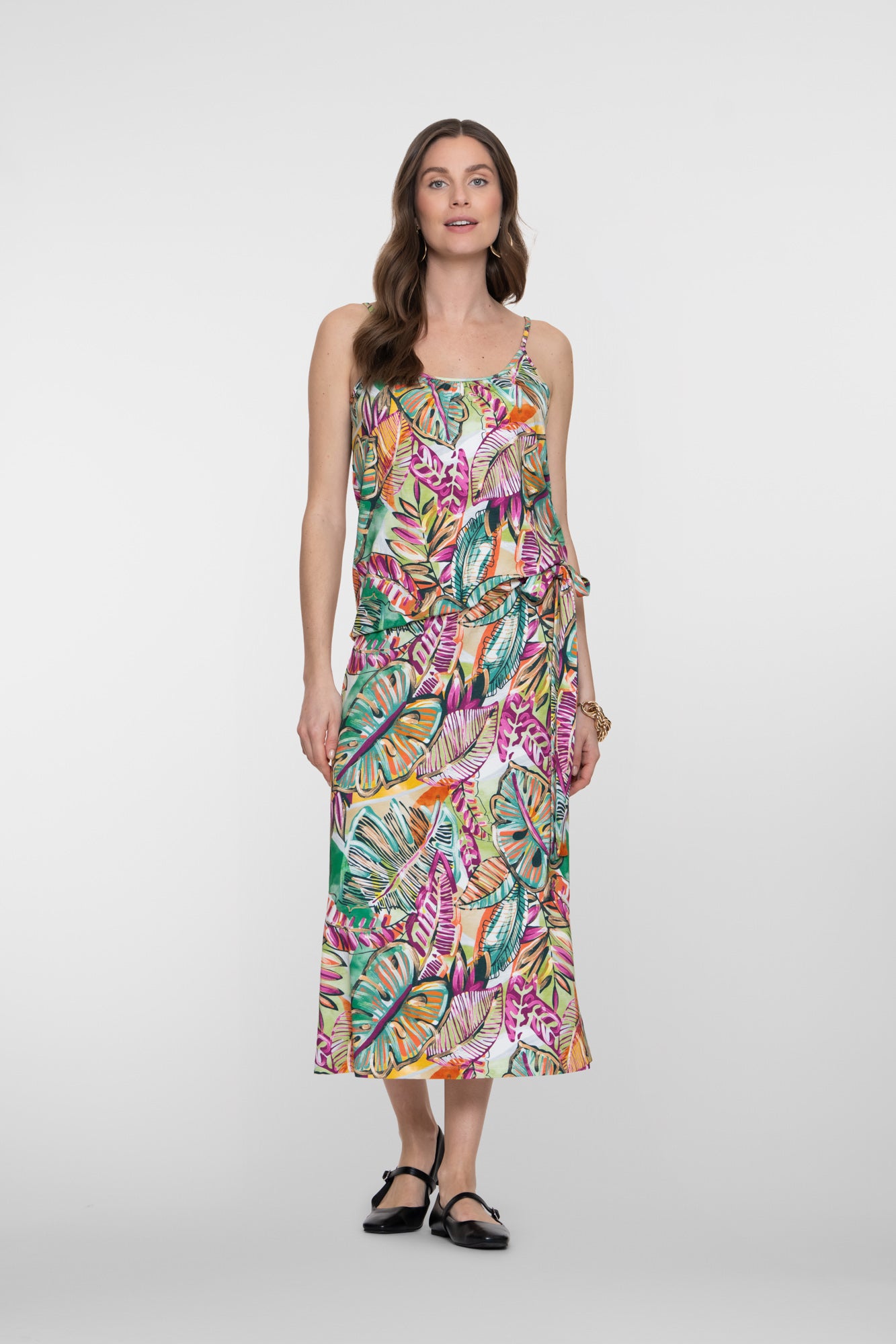 Geisha Rock mit Blätterprint und Bindedetail