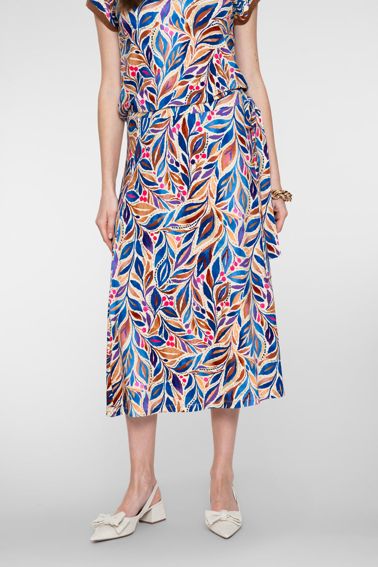 Geisha Rock mit Blätterprint und Bindedetail