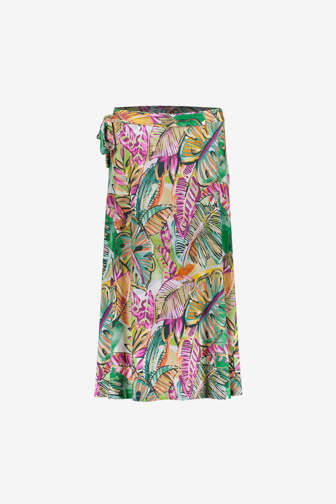Geisha Rock mit Blätterprint und Bindedetail